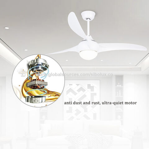Ventilateur de plafond moderne 52" à 3 pales avec moteur DC, lumière LED et télécommande pour maison, chambre et salon
