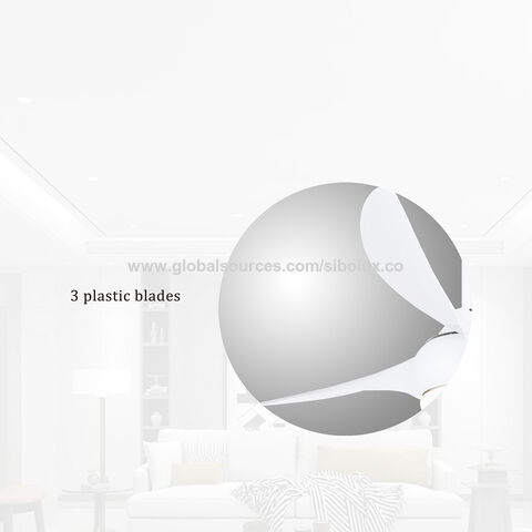 Ventilateur de plafond moderne 52" à 3 pales avec moteur DC, lumière LED et télécommande pour maison, chambre et salon