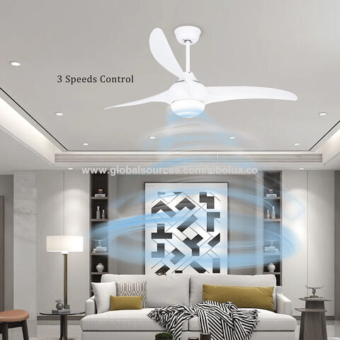 Ventilateur de plafond moderne 52" à 3 pales avec moteur DC, lumière LED et télécommande pour maison, chambre et salon