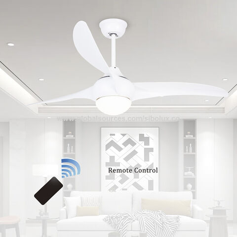 Ventilateur de plafond moderne 52" à 3 pales avec moteur DC, lumière LED et télécommande pour maison, chambre et salon
