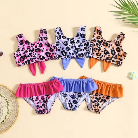 Traje de Baño Personalizado para Bebé, Niñas y Niños, Bañador Personalizado para Bebé, Traje de Baño para Niñas Pequeñas, Bikini Infantil con Estampado de Leopardo en Bolsa OPP