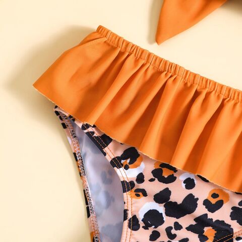 Traje de Baño Personalizado para Bebé, Niñas y Niños, Bañador Personalizado para Bebé, Traje de Baño para Niñas Pequeñas, Bikini Infantil con Estampado de Leopardo en Bolsa OPP