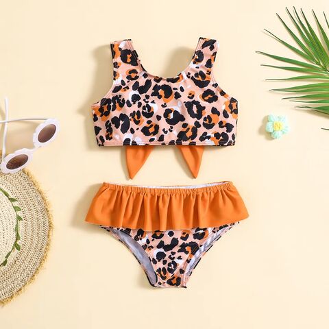Traje de Baño Personalizado para Bebé, Niñas y Niños, Bañador Personalizado para Bebé, Traje de Baño para Niñas Pequeñas, Bikini Infantil con Estampado de Leopardo en Bolsa OPP