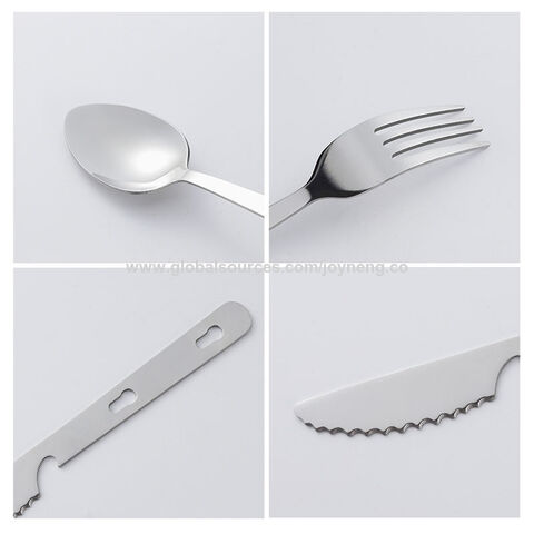 Wiederverwendbares Picknick-Besteckset, 3-teilig, Edelstahl (Messer, Löffel, Gabel) für Outdoor-Camping