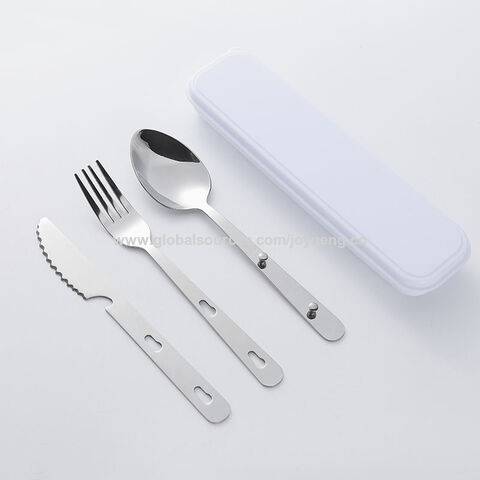 Wiederverwendbares Picknick-Besteckset, 3-teilig, Edelstahl (Messer, Löffel, Gabel) für Outdoor-Camping