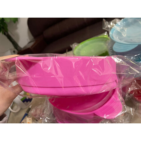 Bol para palomitas de maíz de silicona multicolor reutilizable y resistente al calor con tapa