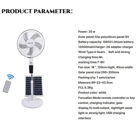 Solarventilator mit Lithiumbatterie und Solarpanel für B2B-Handel