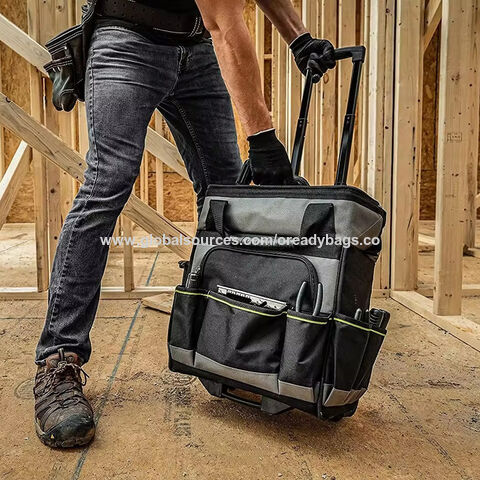 Mala de Ferramentas com Rodas Reforçada para Serviço Pesado com Múltiplos Compartimentos, Base Reforçada e Tecido Oxford 1680D Resistente às Intempéries. Fabricação OEM ODM personalizada.