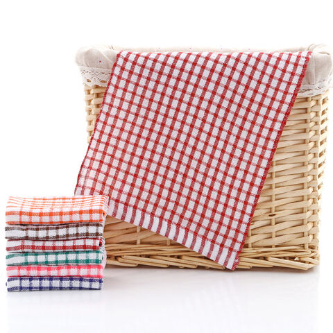 Paños de cocina de algodón, 28x40 cm, 23 gramos/pieza, tejido de rizo gofrado a cuadros, para limpieza y secado - Juego de toallas de cocina