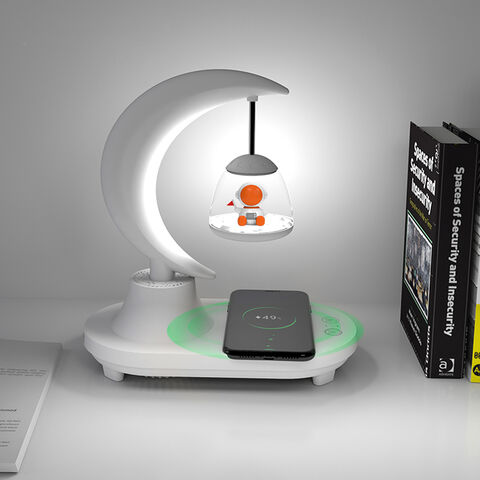 Lâmpada Astronauta 7 Cores com Carregador Sem Fio, Caixas de Música, Alto-falante Bluetooth, Lâmpada de Mesa LED Touch USB Recarregável para Cabeceira