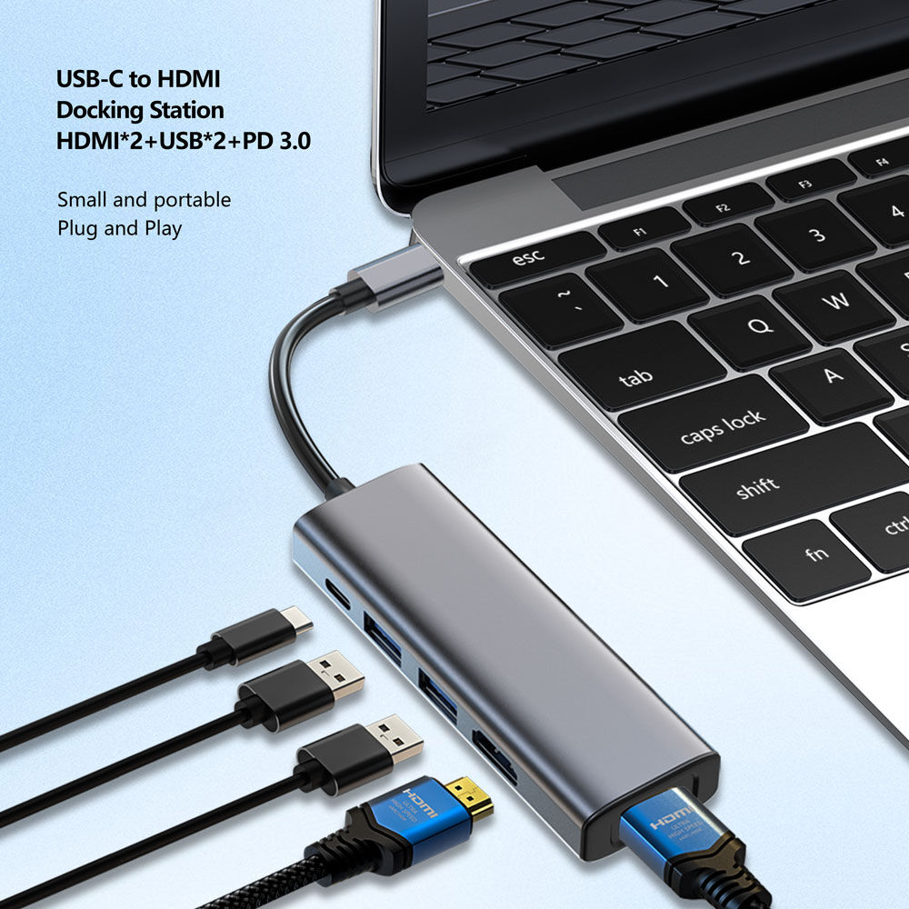 Usb Cable Computer Dock Extra 5 In 1 Usb C Hub Usb Hub Usb3.0 Usb2.0 Type C 100w Pd Charger Hd 4k Usb ...