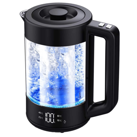 Intelligenter Wasserkocher aus Glas mit Tuya WiFi ALICE Alexa 1.8L, elektrischer Wasserkocher zum Warmhalten von Tee, Kaffee und Milch