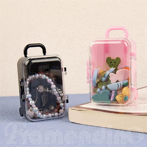 Organizador de escritorio transparente con múltiples compartimentos en forma de equipaje para material de oficina, caja de belleza, organizadores de escritorio. Maleta ligera.