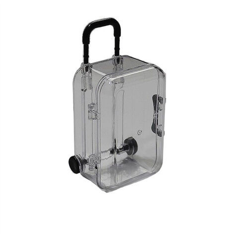 Organizador de escritorio transparente con múltiples compartimentos en forma de equipaje para material de oficina, caja de belleza, organizadores de escritorio. Maleta ligera.