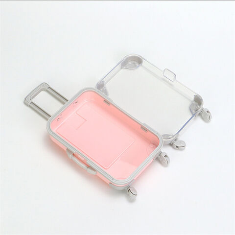 Organizador de escritorio transparente con múltiples compartimentos en forma de equipaje para material de oficina, caja de belleza, organizadores de escritorio. Maleta ligera.