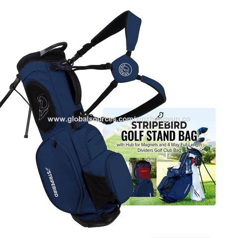 Bolsa de golf con soporte, cubo magnético, divisores de 4 vías de longitud completa, correas dobles ajustables, soporte Flexfit ligero y giratorio para palos