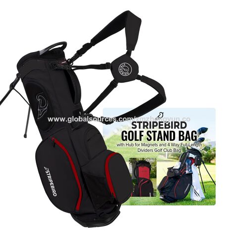 Bolsa de golf con soporte, cubo magnético, divisores de 4 vías de longitud completa, correas dobles ajustables, soporte Flexfit ligero y giratorio para palos