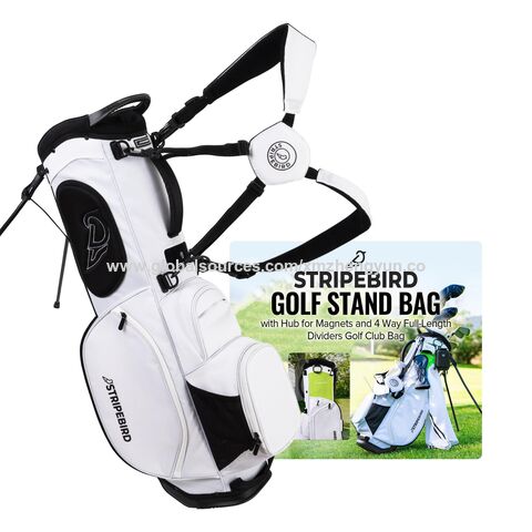 Bolsa de golf con soporte, cubo magnético, divisores de 4 vías de longitud completa, correas dobles ajustables, soporte Flexfit ligero y giratorio para palos