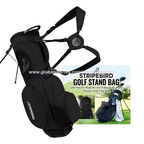 Bolsa de golf con soporte, cubo magnético, divisores de 4 vías de longitud completa, correas dobles ajustables, soporte Flexfit ligero y giratorio para palos