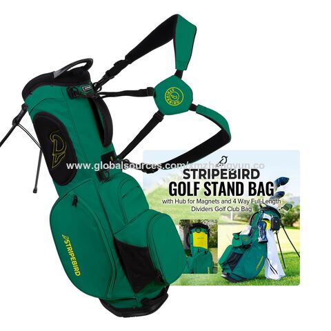 Bolsa de golf con soporte, cubo magnético, divisores de 4 vías de longitud completa, correas dobles ajustables, soporte Flexfit ligero y giratorio para palos