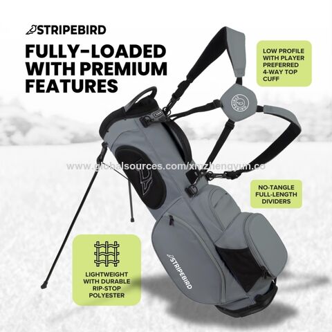 Bolsa de golf con soporte, cubo magnético, divisores de 4 vías de longitud completa, correas dobles ajustables, soporte Flexfit ligero y giratorio para palos
