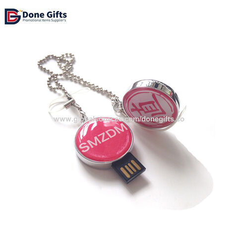 Werbe-USB-Sticks, drehbarer USB-Stick aus Metall mit Loch und Schlüsselanhänger, Logogravur oder -druck, OEM/ODM
