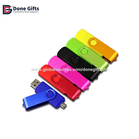 Werbe-USB-Sticks, drehbarer USB-Stick aus Metall mit Loch und Schlüsselanhänger, Logogravur oder -druck, OEM/ODM