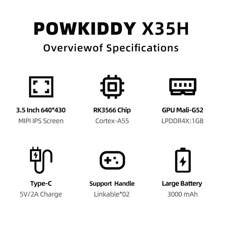 Powkiddy X35h Retro Handheld Game Console 3.5inch Screen 640*480