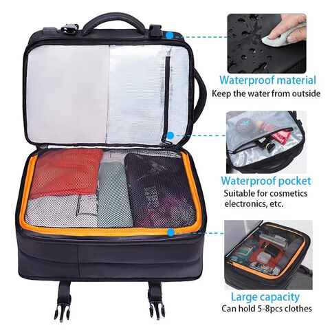Sac à Dos Imperméable pour Ordinateur Portable avec Port USB, Doublure PVC et Système de Transport - Sac de Voyage Extensible pour Week-End, Affaires et École