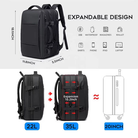 Sac à Dos Imperméable pour Ordinateur Portable avec Port USB, Doublure PVC et Système de Transport - Sac de Voyage Extensible pour Week-End, Affaires et École