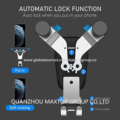 Suporte de Telefone para Carro, Montagem de Telefone para Carro na Saída de Ar Rotação de 360 Graus Berço de Telefone Celular com Bloqueio Automático