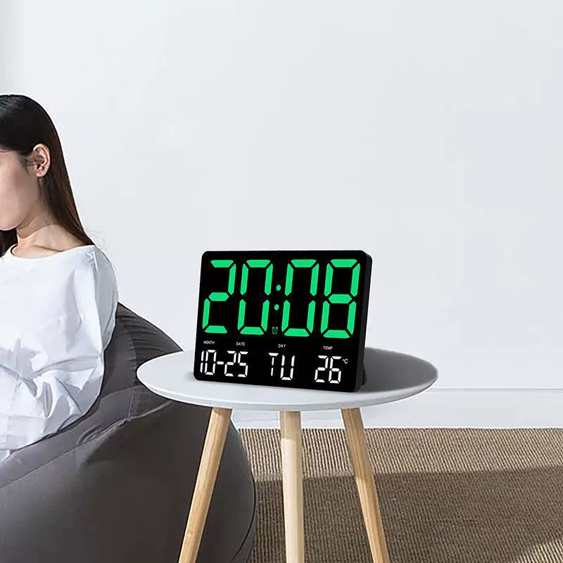 Multi Functional Design Clock Wall - Mounted E - Calendar Alarm Clock, Large Multi - Color Display ...