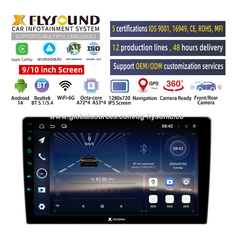 Flysonic شاشة 9/10 بوصة سيارة ستيريو تلقائي 4+64G مشغل دي في دي للسيارة بنظام أندرويد نظام تحديد المواقع العالمي (GPS) مشغل وسائط متعددة