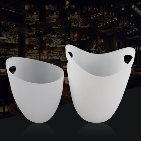 Precio preferencial Logo personalizado para fiestas Cubo de hielo de plástico transparente de gran capacidad para cerveza y champán