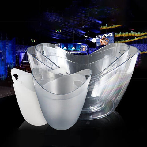 Precio preferencial Logo personalizado para fiestas Cubo de hielo de plástico transparente de gran capacidad para cerveza y champán