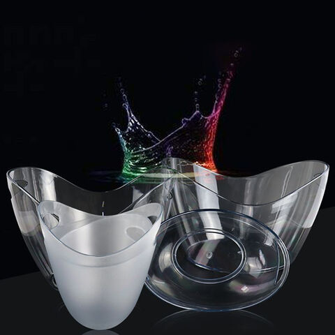 Precio preferencial Logo personalizado para fiestas Cubo de hielo de plástico transparente de gran capacidad para cerveza y champán