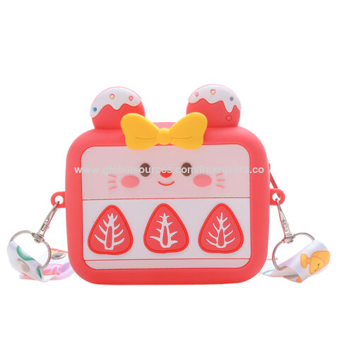 Bolsos de Silicona con Correa Ajustable, Diseño de Fresa, Suaves, de Un Solo Hombro para Niñas - Directo de Fábrica