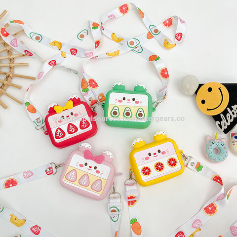 Bolsos de Silicona con Correa Ajustable, Diseño de Fresa, Suaves, de Un Solo Hombro para Niñas - Directo de Fábrica