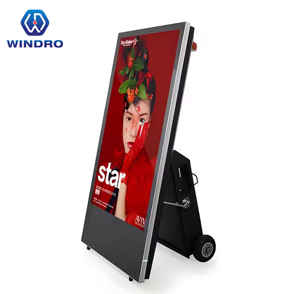 Factory Price, 55inch Movable Digital Poster Battery Powered Floor ...