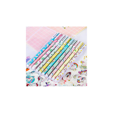 Amycute Ensemble de Papeterie Licorne pour Filles 22 Pièces, Stylo à Bille Licorne 10 Couleurs, Règle en Bois, Cahier