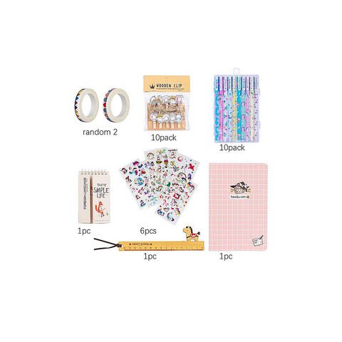 Amycute Ensemble de Papeterie Licorne pour Filles 22 Pièces, Stylo à Bille Licorne 10 Couleurs, Règle en Bois, Cahier