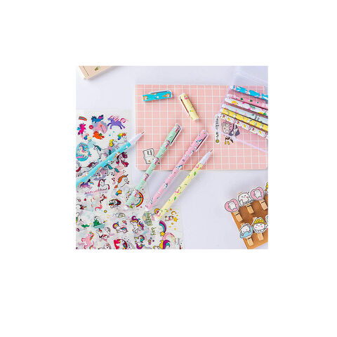 Amycute Ensemble de Papeterie Licorne pour Filles 22 Pièces, Stylo à Bille Licorne 10 Couleurs, Règle en Bois, Cahier