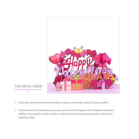 Cartes de vœux pop-up 3D "Je t'aime" Cadeau de Saint-Valentin pour enfants - Cartes pop-up personnalisées en gros