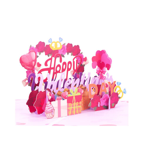 Cartes de vœux pop-up 3D "Je t'aime" Cadeau de Saint-Valentin pour enfants - Cartes pop-up personnalisées en gros