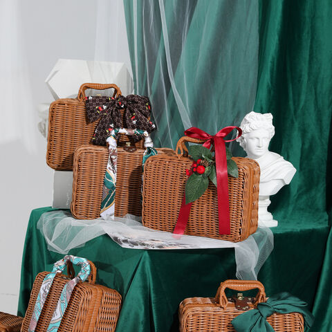 Cajas de Regalo Vintage de Mimbre para Mini Almacenamiento