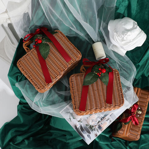 Cajas de Regalo Vintage de Mimbre para Mini Almacenamiento