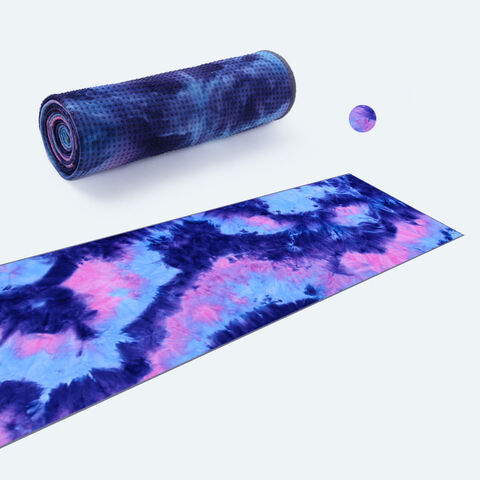 Custom Printed Tie-dyed Yoga Mat Towel Super Water Absorbent Microfiber Yoga Towel With Carrying Mesh Bag