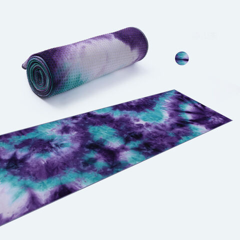 Custom Printed Tie-dyed Yoga Mat Towel Super Water Absorbent Microfiber Yoga Towel With Carrying Mesh Bag