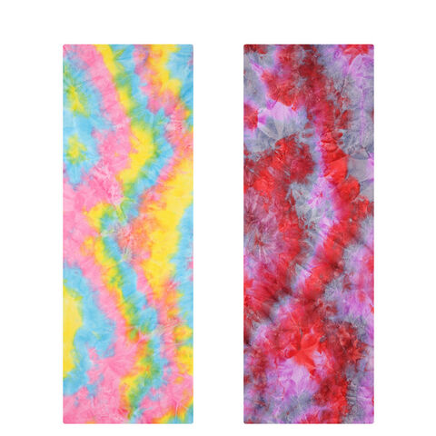 Custom Printed Tie-dyed Yoga Mat Towel Super Water Absorbent Microfiber Yoga Towel With Carrying Mesh Bag