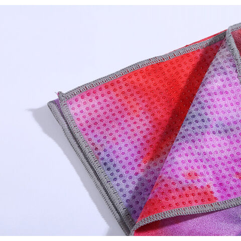 Custom Printed Tie-dyed Yoga Mat Towel Super Water Absorbent Microfiber Yoga Towel With Carrying Mesh Bag